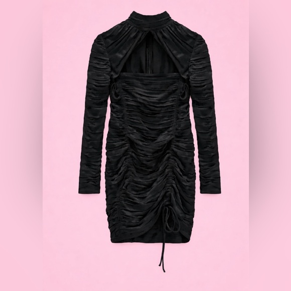 ZARA Limited Edition Satin Ruched Mini Dress - Picture 10 of 10